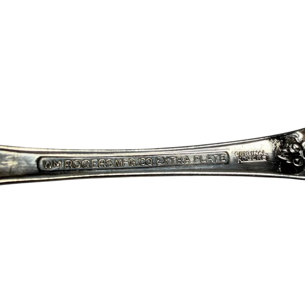 Wm Rogers Co Soup Spoon Springtime Silver Plated Floral‎ Ornate Silverware VTG